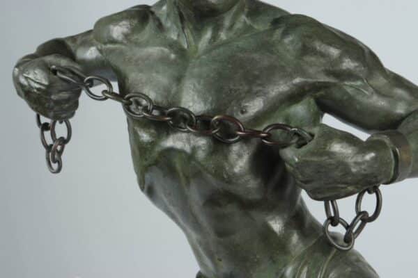 Art Deco Sculpture “Man in Chains” by Roncourt c1930 Antique Sculptures 15
