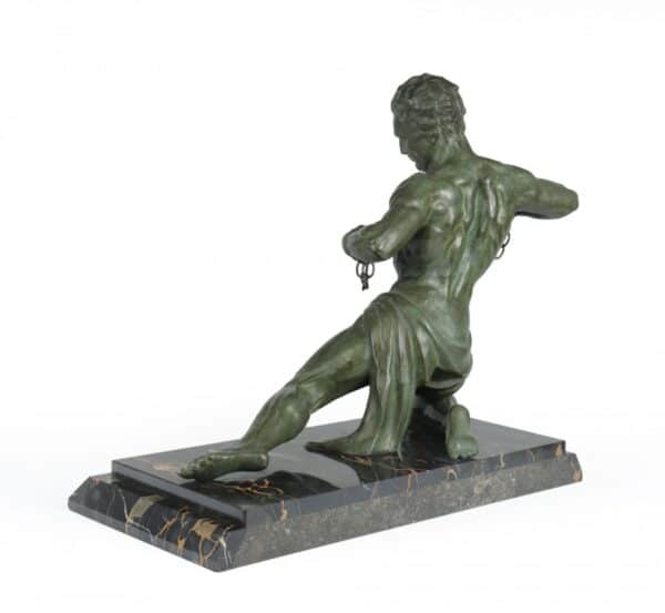 Art Deco Sculpture "Man in Chains" by Roncourt c1930 - Image 8