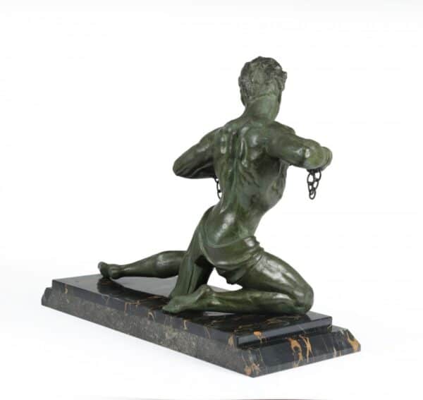 Art Deco Sculpture “Man in Chains” by Roncourt c1930 Antique Sculptures 8