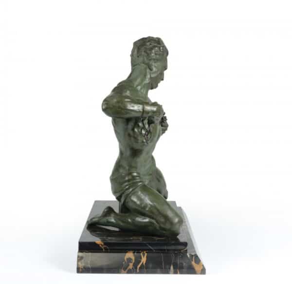 Art Deco Sculpture "Man in Chains" by Roncourt c1930 - Image 5