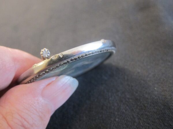 Antique French Silver & Marcasite Handpainted Oval Brooch - Image 5
