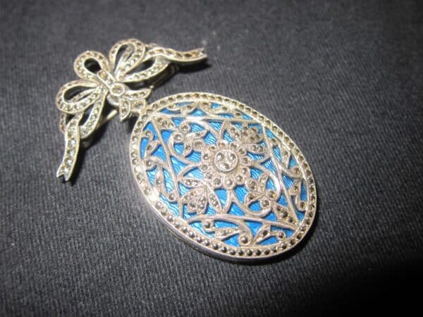 Antique French Silver & Blue Enamel “Sweetheart” Brooch brooch Antique Jewellery 3
