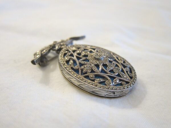 Antique French Silver & Blue Enamel "Sweetheart" Brooch - Image 5