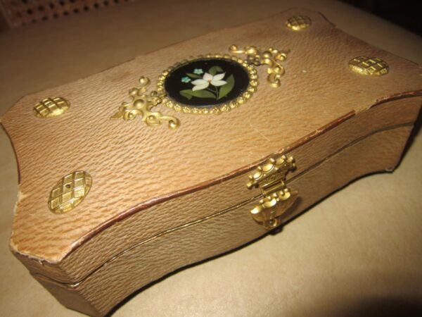 1850's Parisian Chocolate Box/Pietra Dura/Royal Crest Clasp