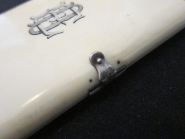 SOLD 1810-30 Antique French Ivory Silk Lined Aide Memoire/Silver Clasp - Image 8
