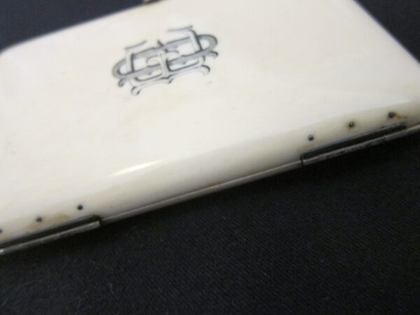 SOLD 1810-30 Antique French Ivory Silk Lined Aide Memoire/Silver Clasp - Image 7