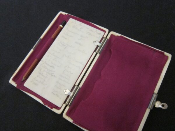 SOLD 1810-30 Antique French Ivory Silk Lined Aide Memoire/Silver Clasp - Image 6