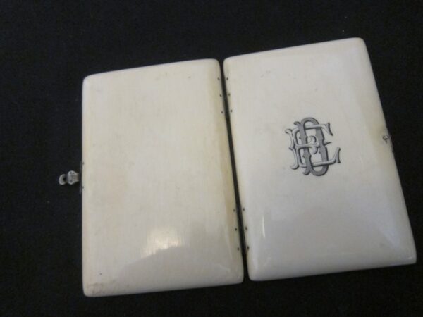 SOLD 1810-30 Antique French Ivory Silk Lined Aide Memoire/Silver Clasp aide memoire Antique Collectibles 4