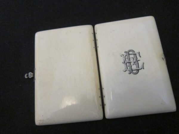 SOLD 1810-30 Antique French Ivory Silk Lined Aide Memoire/Silver Clasp - Image 2