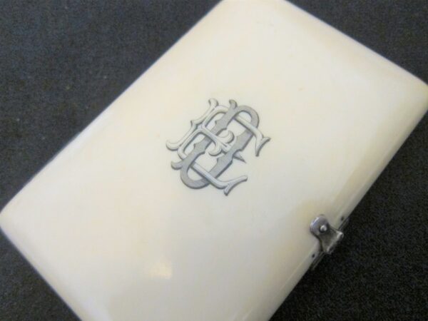 SOLD 1810-30 Antique French Ivory Silk Lined Aide Memoire/Silver Clasp