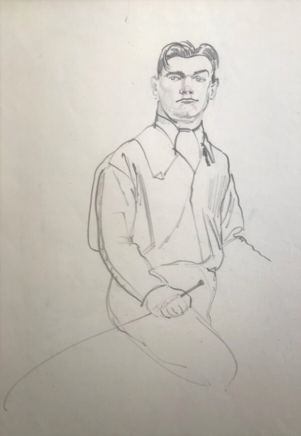 Original pencil drawing 'A Jockey' by Raoul Millais 1900-1999. c.1950. Provenance; Purchased directly from the artist. - Image 2