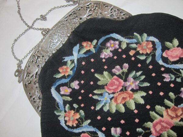 Antique Italian"Fratelli Coppini" Silver & Petite Point Opera Purse