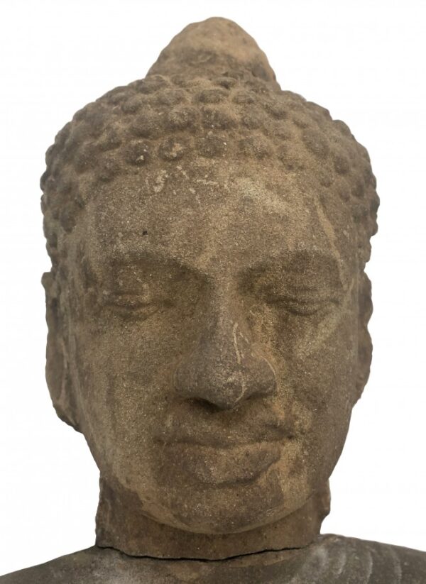 K0446 KHMER SEATED BUDDHA BHAISAJYAGURU, SANDSTONE, BAYON, 12th – 13th CENTURY antique buddha Miscellaneous 6