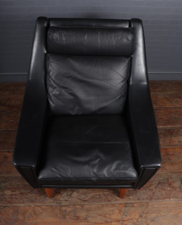 Mid Century Modern Danish Black Leather chair c1960 Antique Chairs 11