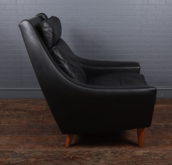 Mid Century Modern Danish Black Leather chair c1960 Antique Chairs 10