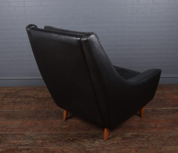 Mid Century Modern Danish Black Leather chair c1960 - Image 7