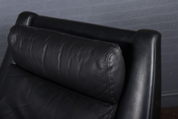 Mid Century Modern Danish Black Leather chair c1960 - Image 14