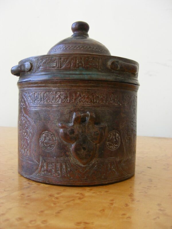 Persian Khorasan Bronze Inkwell c12th Century Islamic Over 800 years old Inscription Medieval Antiques 3