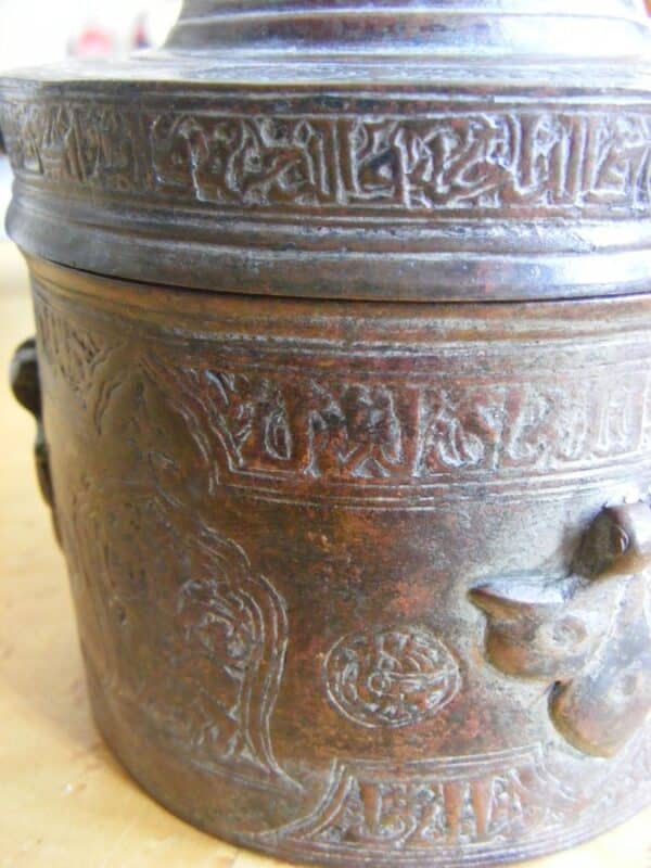 Persian Khorasan Bronze Inkwell c12th Century Islamic Over 800 years old Inscription Medieval Antiques 8