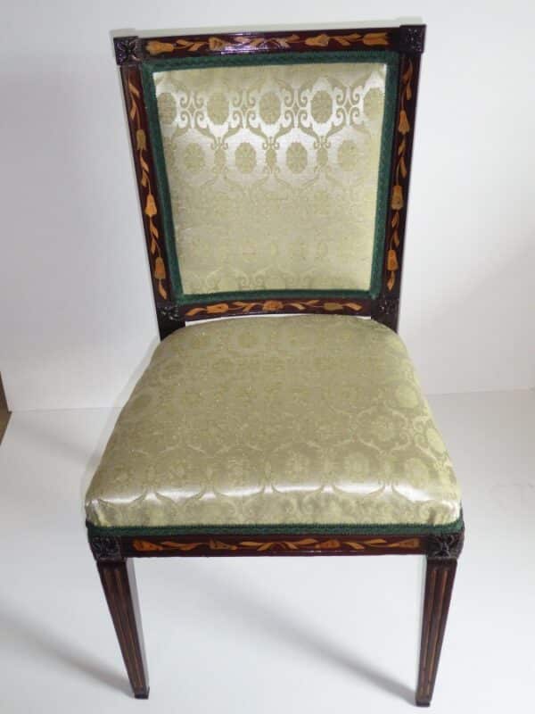 Rare set of 4 marquetry chairs circa 1780 cuban mahogany Antique Chairs 4