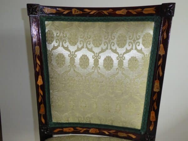 Rare set of 4 marquetry chairs circa 1780 - Image 4