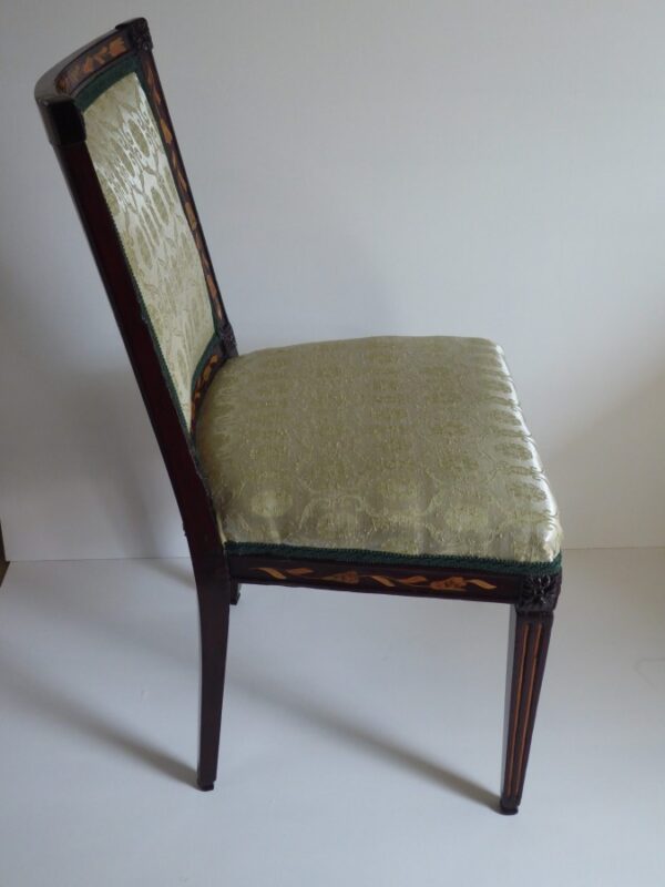 Rare set of 4 marquetry chairs circa 1780 cuban mahogany Antique Chairs 7