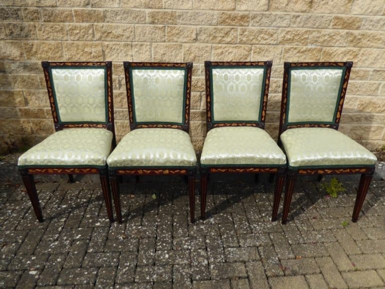 Rare set of 4 marquetry chairs circa 1780