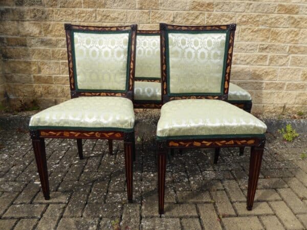 Rare set of 4 marquetry chairs circa 1780 cuban mahogany Antique Chairs 9