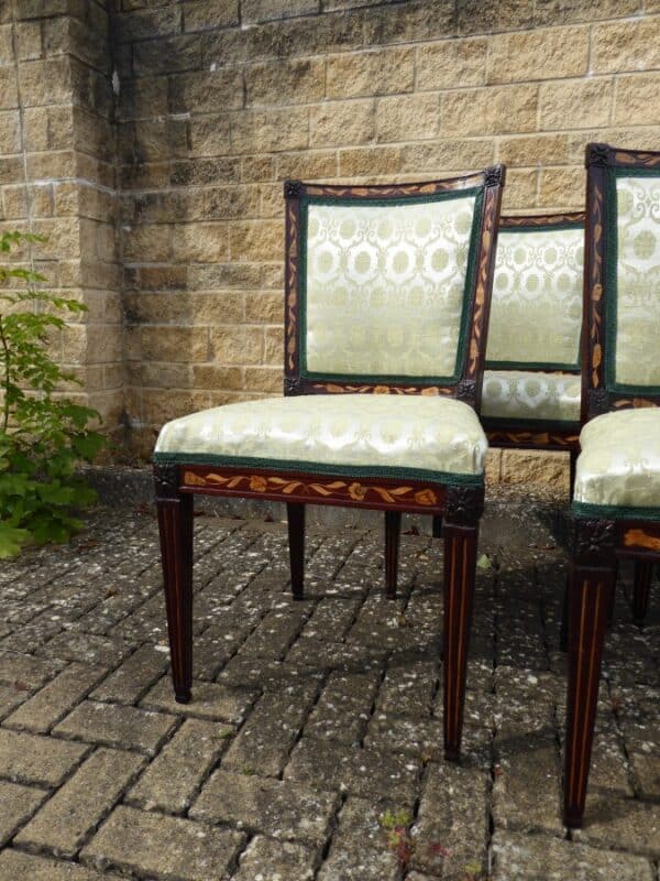 Rare set of 4 marquetry chairs circa 1780 cuban mahogany Antique Chairs 10