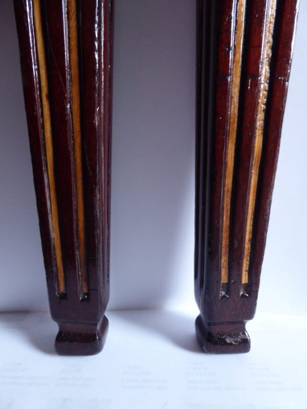 Rare set of 4 marquetry chairs circa 1780 - Image 11