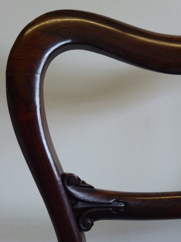Set of 4 rosewood kidney back dining chairs circa 1840 - Image 3