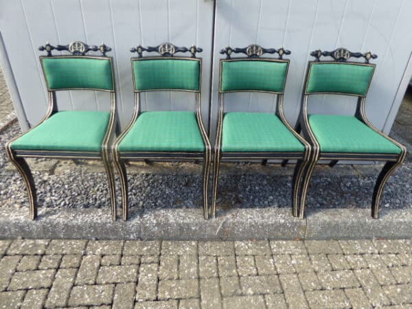 Set of 4 rare Regency ebonised chairs dining chairs Antique Chairs 3