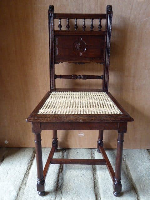 Set of 8 oak dining chairs circa 1880 caned seats Antique Chairs 4