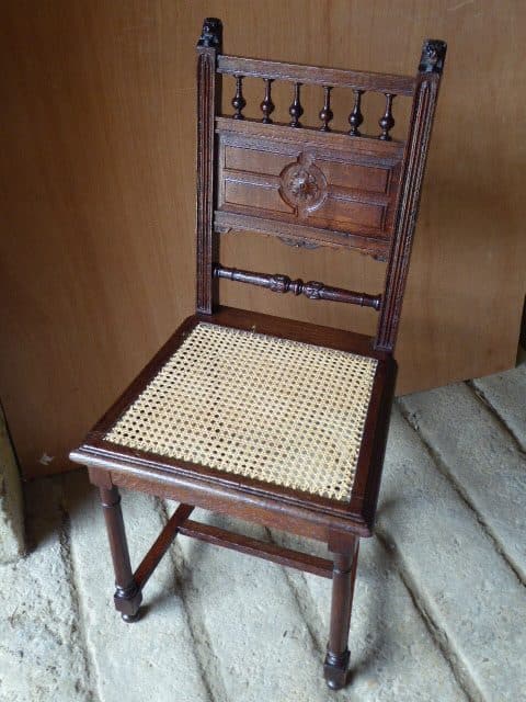 Set of 8 oak dining chairs circa 1880 caned seats Antique Chairs 6