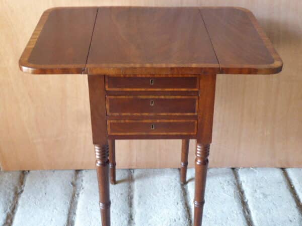 Mahogany inlaid sewing/work table circa 1830 Mahogany Antique Tables 3