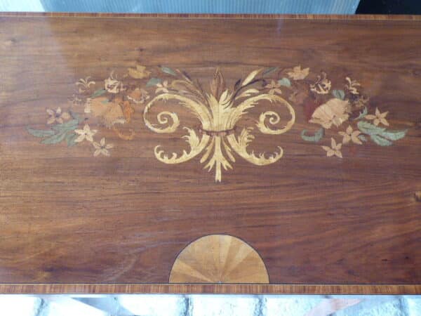 Mahogany marquetry tea table circa 1880 Mahogany Antique Tables 5
