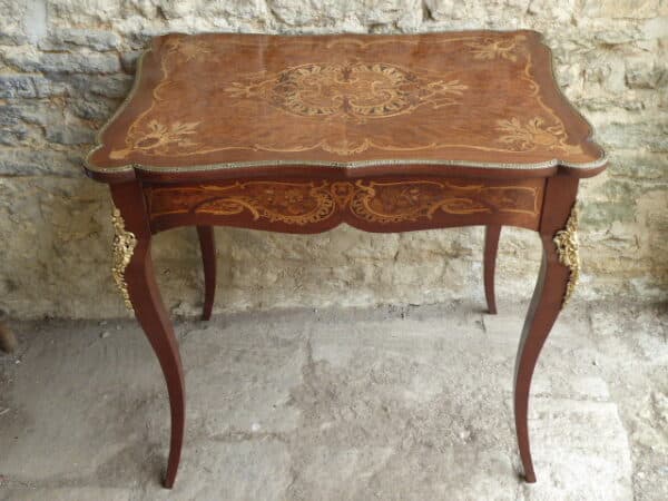 Walnut and marquetry side table with ormolu mounts circa 1870 marquetry Antique Tables 3