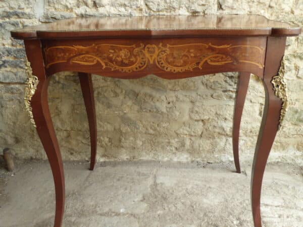 Walnut and marquetry side table with ormolu mounts circa 1870 marquetry Antique Tables 4