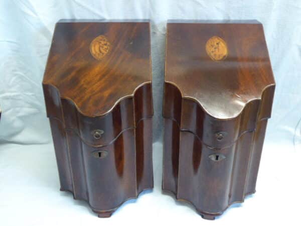 Pair of Georgian mahogany knife boxes Georgian Antique Boxes 3