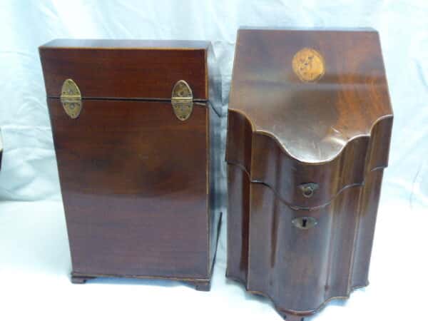 Pair of Georgian mahogany knife boxes Georgian Antique Boxes 6