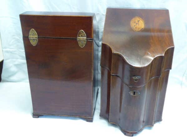 Pair of Georgian mahogany knife boxes Georgian Antique Boxes 7