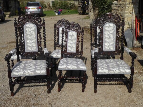 Superb set of 6 Victorian oak Jacobean style chairs circa 1880. jacobean Antique Chairs 3