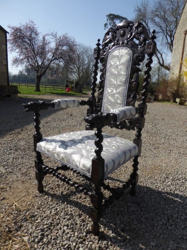 Superb set of 6 Victorian oak Jacobean style chairs circa 1880. - Image 3