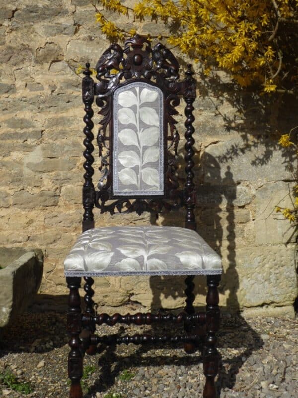 Superb set of 6 Victorian oak Jacobean style chairs circa 1880. - Image 10