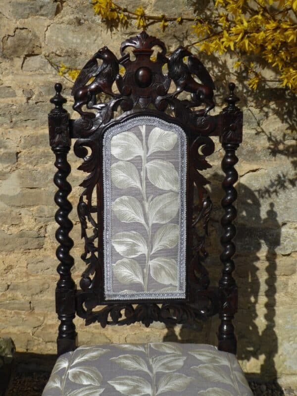 Superb set of 6 Victorian oak Jacobean style chairs circa 1880. - Image 11
