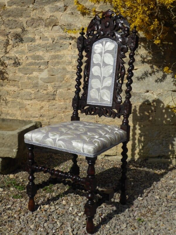 Superb set of 6 Victorian oak Jacobean style chairs circa 1880. - Image 12