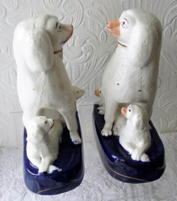 Pair of Antique English Victorian Staffordshire Pottery Poodles with Pups ~ H 2745 – H 2746 Antique Antique Ceramics 4
