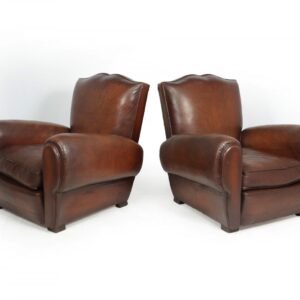 Pair of French Moustache Back Club Chairs art deco Antique Chairs