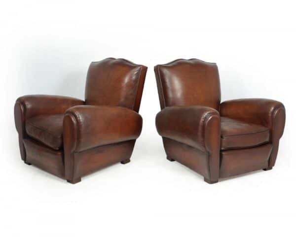 Pair of French Moustache Back Club Chairs art deco Antique Chairs 3