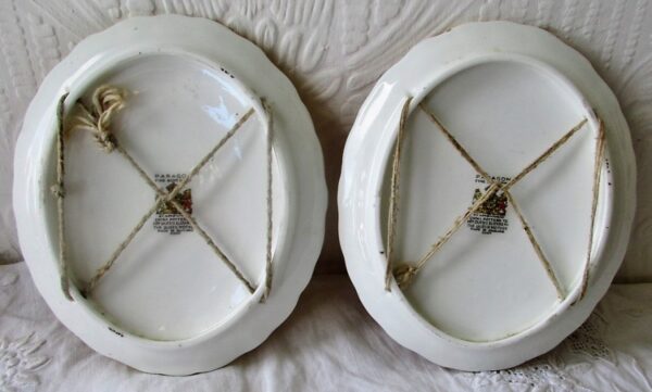 Pair of Vintage Paragon English Porcelain “Roses” Plaques signed F. Wright F.Wright Vintage 4